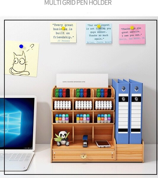 DIY organizér na písacie potreby so zásuvkou tmavé drevo 150 Tmavé drevo