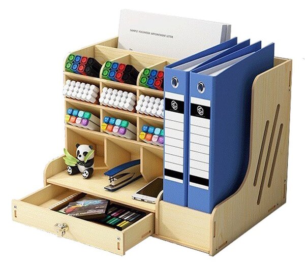 DIY organizér na písacie potreby so zásuvkou svetlé drevo 150 Svetlé drevo