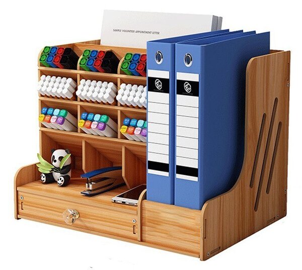 DIY organizér na písacie potreby so zásuvkou tmavé drevo 150 Tmavé drevo