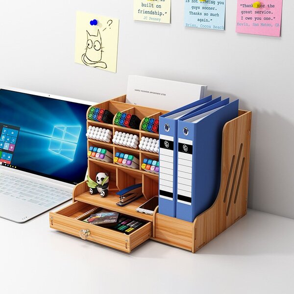 DIY organizér na písacie potreby so zásuvkou tmavé drevo 150 Tmavé drevo