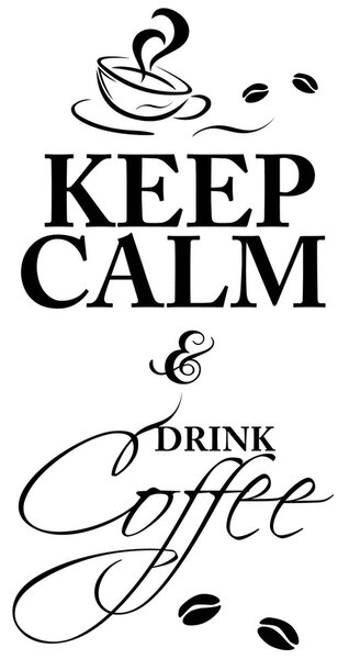 Nálepka na stenu Keep calm drink coffee Farba: Biela, Rozmery: 100 x 200 cm