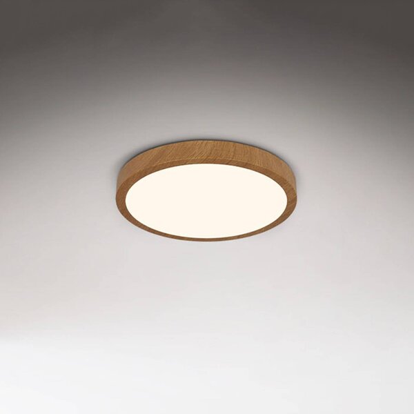 LED stropné svietidlo Runa Wood wood look 3 000 K Ø38cm, Tmavé drevo, Obývacia izba / jedáleň, kov, Závesné svietidlo