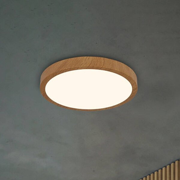 LED stropné svietidlo Runa Wood wood look 3 000 K Ø38cm, Tmavé drevo, Obývacia izba / jedáleň, kov, Závesné svietidlo