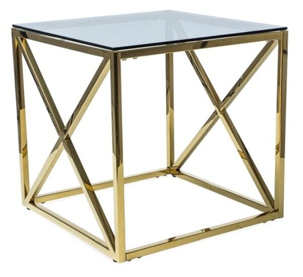 Konferenčný stolík ELISE B, 55x55x55, sklo/zlatá
