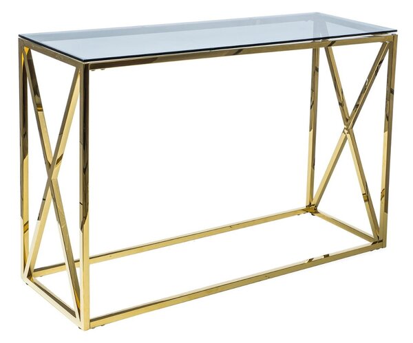 Konzolový stolík ELISE C, 78x40x120, sklo/zlatá