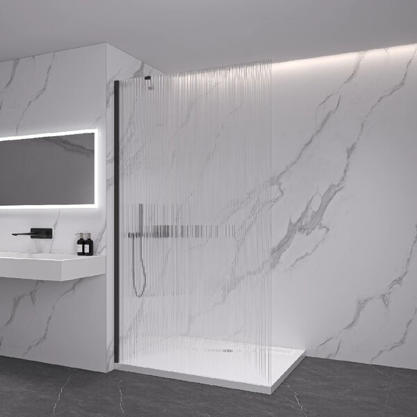 CERANO - Sprchová zástena Walk-in Onyx YL/P - 8 mm - čierna matná, ryhované sklo - 50x200 cm
