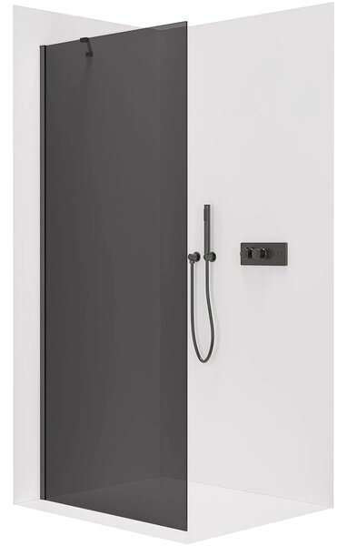 CERANO - Sprchová zástena Walk-in Onyx YL/P - 8 mm - guľatá vzpera - čierna matná, grafitové sklo - 40x200 cm