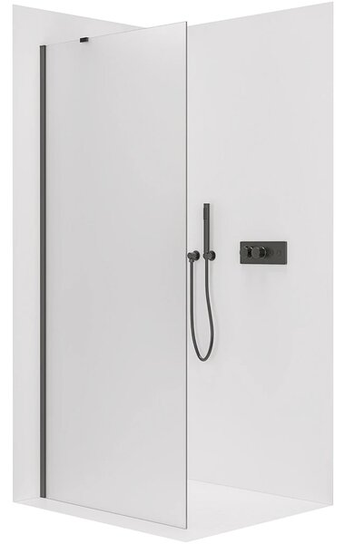 CERANO - Sprchová zástena Walk-in Onyx YL/P - 8 mm - guľatá vzpera - čierna matná, mliečne sklo - 30x200 cm