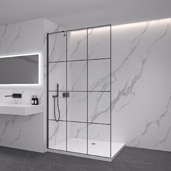 CERANO - Sprchová zástena Walk-in Onyx YL/P - 8 mm - čierna matná, industriálne sklo - 90x200 cm