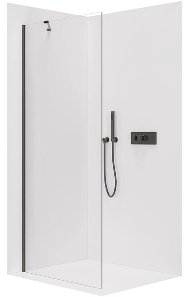 CERANO - Sprchová zástena Walk-in Onyx YL/P - 8 mm - guľatá vzpera - čierna matná, transparentné sklo - 40x200 cm