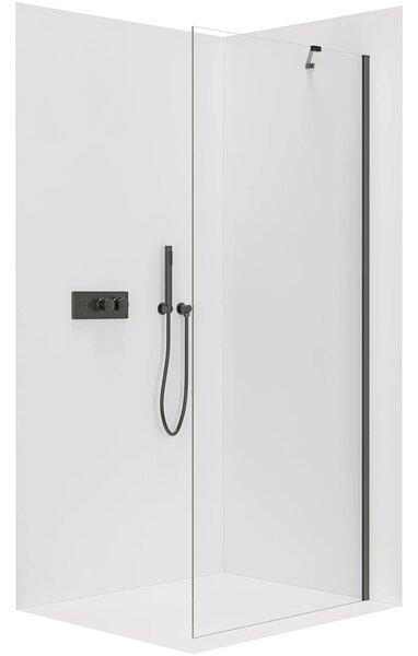 CERANO - Sprchová zástena Walk-in Onyx YL/P - 8 mm - guľatá vzpera - čierna matná, transparentné sklo - 40x200 cm