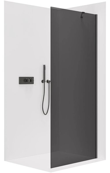 CERANO - Sprchová zástena Walk-in Onyx YL/P - 8 mm - guľatá vzpera - čierna matná, grafitové sklo - 40x200 cm