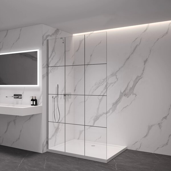 CERANO - Sprchová zástena Walk-in Onyx YL/P - 8 mm - chróm, industriálne sklo - 90x200 cm