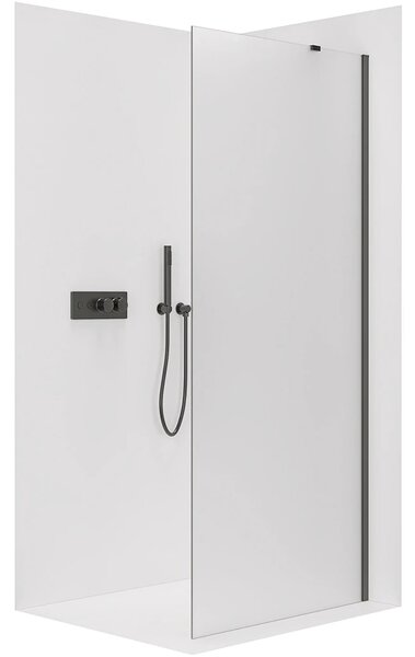 CERANO - Sprchová zástena Walk-in Onyx YL/P - 8 mm - guľatá vzpera - čierna matná, mliečne sklo - 30x200 cm