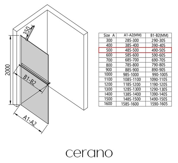 CERANO - Sprchová zástena Walk-in Onyx YL/P - 8 mm + polička/držiak na uteráky - chróm, ryhované sklo - 50x200 cm