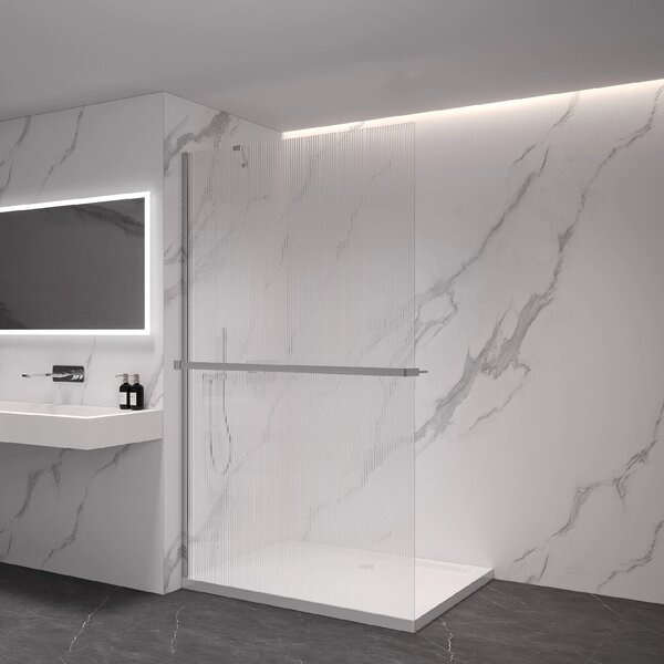 CERANO - Sprchová zástena Walk-in Onyx YL/P - 8 mm + polička/držiak na uteráky - chróm, ryhované sklo - 50x200 cm