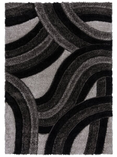 Flair Rugs , AKCIA: 80x150 cm Kusový koberec Indulgence Velvet Carved Grey/Black, čierna, obývacia izba