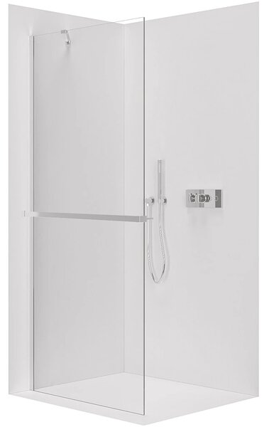 CERANO - Sprchová zástena Walk-in Onyx YL/P - 8 mm - guľatá vzpera + polička/držiak na uteráky - chróm, transparentné sklo - 30x200 cm