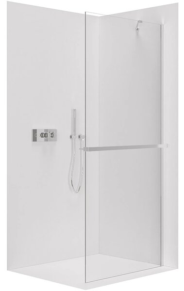 CERANO - Sprchová zástena Walk-in Onyx YL/P - 8 mm - guľatá vzpera + polička/držiak na uteráky - chróm, transparentné sklo - 30x200 cm