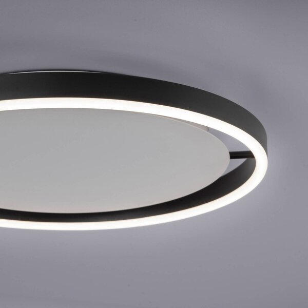 LED stropné svietidlo Ritus, Ø 39,3 cm, antracitová farba, Čierna, Obývacia izba / jedáleň, Hliník, Moderný, Závesné svietidlo