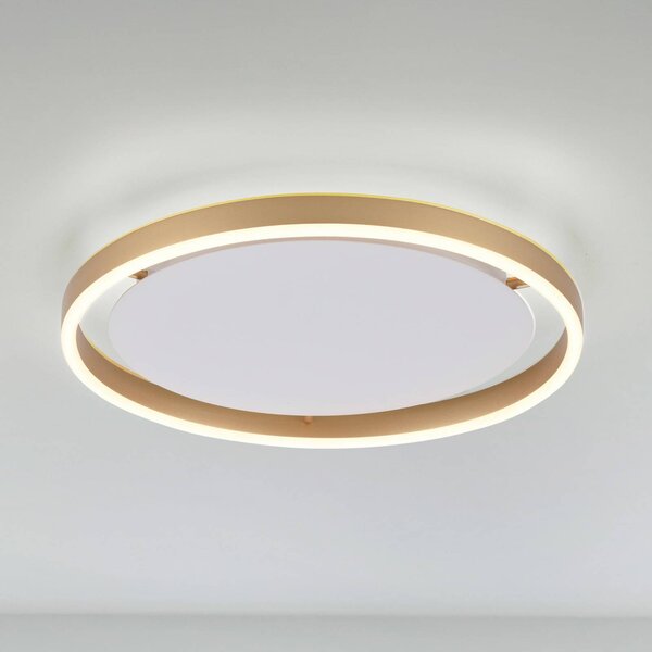 JUST LIGHT. GmbH LED stropné svietidlo Ritus, Ø 39,3 cm matná mosadz, Hnedá / staromosadz, Obývacia izba / jedáleň, Hliník, Moderný, Závesné svietidlo
