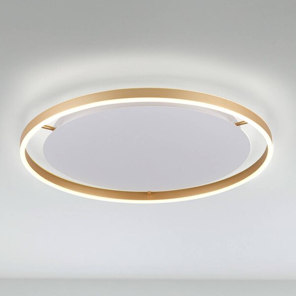 JUST LIGHT. GmbH LED stropné svietidlo Ritus, Ø 58,5 cm, matná mosadz, Hnedá / staromosadz, Obývacia izba / jedáleň, Hliník, Moderný, Závesné svietidlo