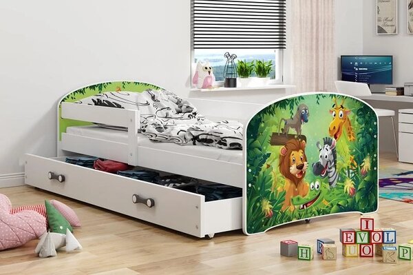 Detská posteľ Luki jungle 160x80 s úložným priestorom (2 barevné provedení)