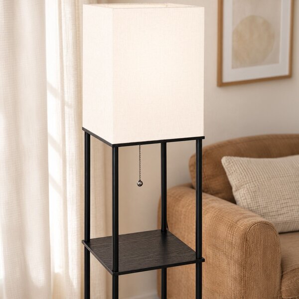 Toolight Toolight, stojacia podlahová lampa s policami 1xE27, JNH050-1F, biela, 26x26x157 cm, OSW-56242