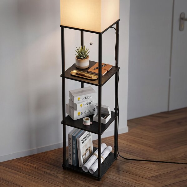 Toolight Toolight, stojacia podlahová lampa s policami 1xE27, JNH050-1F, biela, 26x26x157 cm, OSW-56242