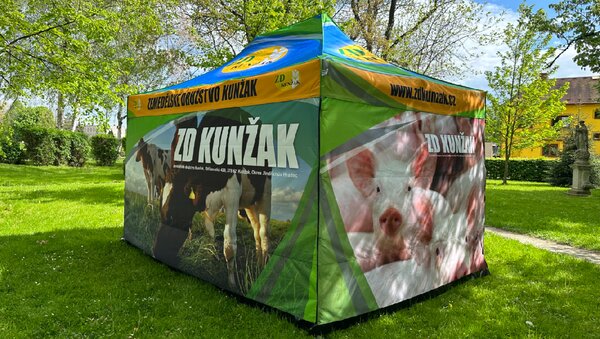 TENTino SET - Nožnicový párty stan 3x6 m/6 s jednostrannou potlačou Plachtovina (nůžk.stany s potiskem): polyester 230 g/m2, Typ konštrukcie: SMALL HEXAGON, POTLAČ - strecha + bočnice: pouze střecha