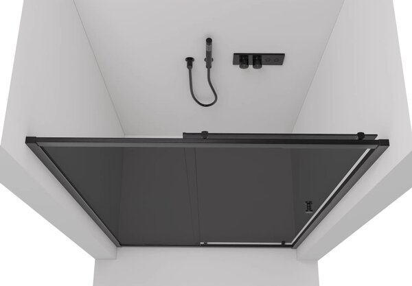 CERANO - Sprchové posuvné dvere Varone POINT Ľ/P - 6 mm - čierna matná, grafitové sklo - 90x195 cm