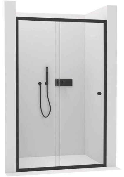 CERANO - Sprchové posuvné dvere Varone POINT Ľ/P - 6 mm - čierna matná, transparentné sklo - 90x195 cm