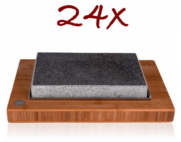 Sestava pro grillování na grilovacím kameni - Set 24 x model S + držák k přenášení lávového kamene