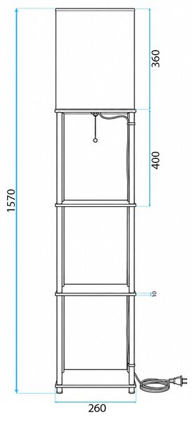 Toolight Toolight, stojacia podlahová lampa s policami 1xE27, JNH050-1F, biela, 26x26x157 cm, OSW-56242