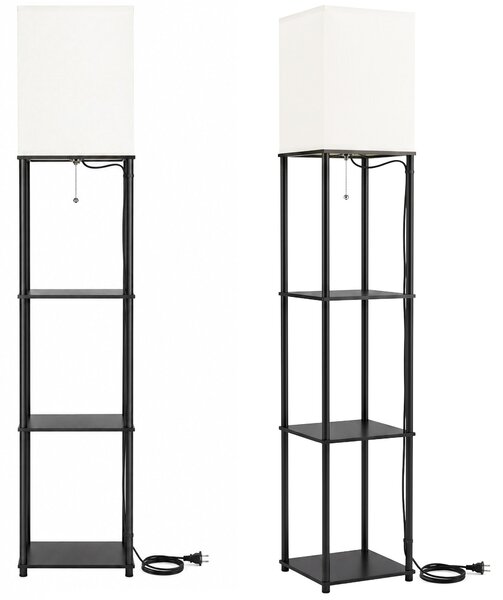 Toolight Toolight, stojacia podlahová lampa s policami 1xE27, JNH050-1F, biela, 26x26x157 cm, OSW-56242