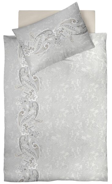 POSTEĽNÁ BIELIZEŇ, makosatén, sivá, biela, 140/200 cm Fleuresse - Obliečky & plachty
