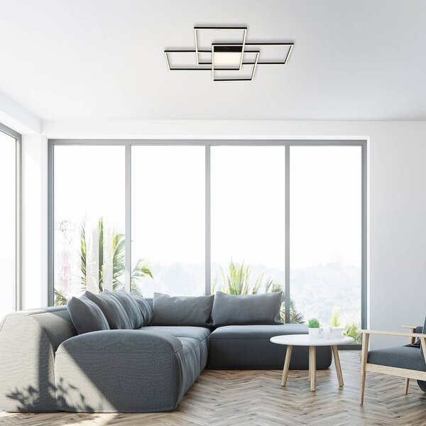 Q-Smart-Home Paul Neuhaus Q-ASMIN stropné LED svetlo 80 x 80 cm, Čierna, Obývacia izba / jedáleň, Plast, Moderný, Stropné svetlo
