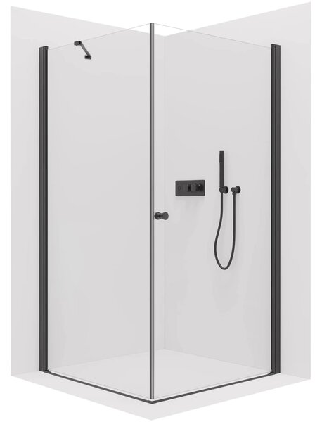CERANO - Sprchovací kút Antelo L/P - 6 mm - čierna matná, transparentné sklo - 70x30x190 cm - otočný
