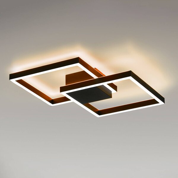Q-Smart-Home Paul Neuhaus Q-MARKO stropné LED svetlo 2p hranaté, Čierna, Obývacia izba / jedáleň, Hliník, Moderný, Stropné svetlo