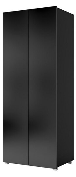 Šatníková skriňa BRINICA SZ2D, 80x200x52, čierna/čierny lesk