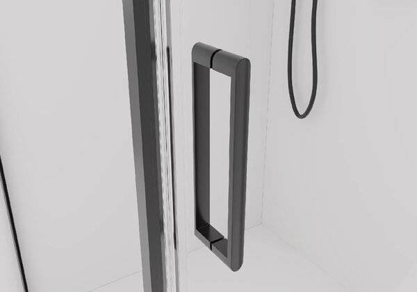 CERANO - Sprchovací kút Porte Ľ/P - 8 mm - čierna matná, transparentné sklo - 80x70x195 cm - otočný