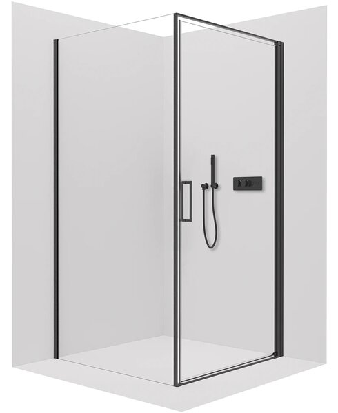 CERANO - Sprchovací kút Porte Ľ/P - 8 mm - čierna matná, transparentné sklo - 80x70x195 cm - otočný