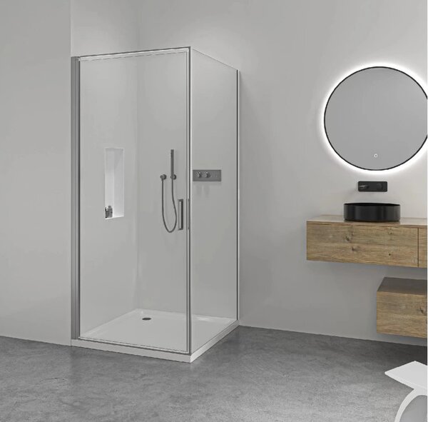 CERANO - Sprchovací kút Porte Ľ/P - 8 mm - chróm, transparentné sklo - 80x70x195 cm - otočný