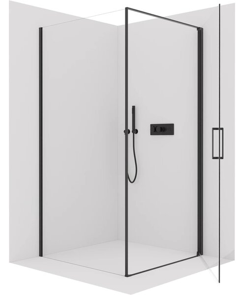 CERANO - Sprchovací kút Porte Ľ/P - 8 mm - čierna matná, transparentné sklo - 80x70x195 cm - otočný