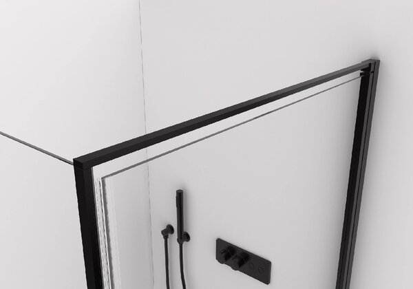 CERANO - Sprchovací kút Porte Ľ/P - 8 mm - čierna matná, transparentné sklo - 80x70x195 cm - otočný