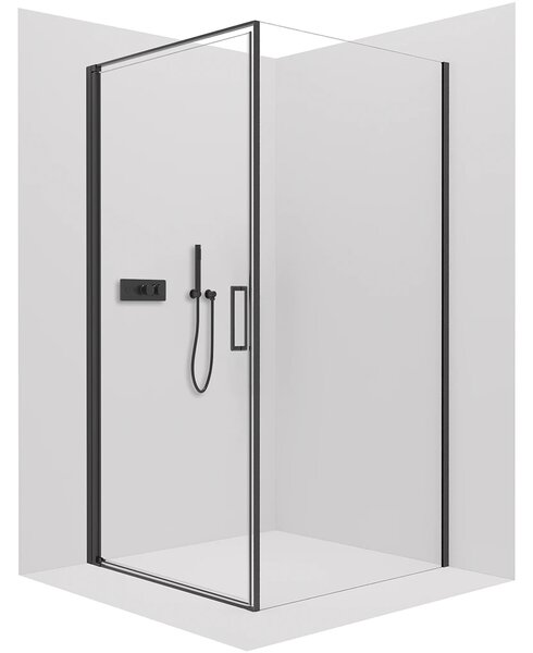 CERANO - Sprchovací kút Porte Ľ/P - 8 mm - čierna matná, transparentné sklo - 80x70x195 cm - otočný