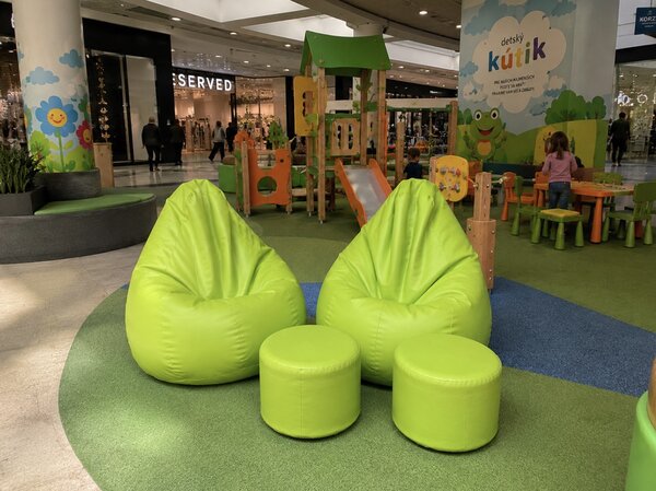 JAKS Vak na sedenie s podnožkou zelený ekokoža