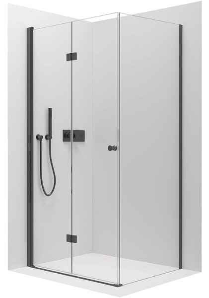 CERANO - Sprchovací kút Volpe L/P - 6 mm - čierna matná, transparentné sklo - 60x70x190 cm - zalamovacia