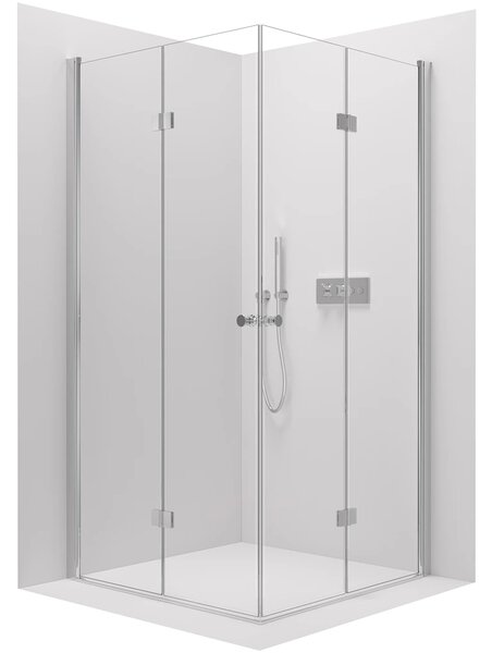 CERANO - Sprchovací kút Volpe Duo Ľ/P - 6 mm - chróm, transparentné sklo - 60x60x190 cm - zalamovacie