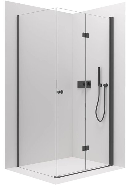 CERANO - Sprchovací kút Volpe L/P - 6 mm - čierna matná, transparentné sklo - 60x70x190 cm - zalamovacia